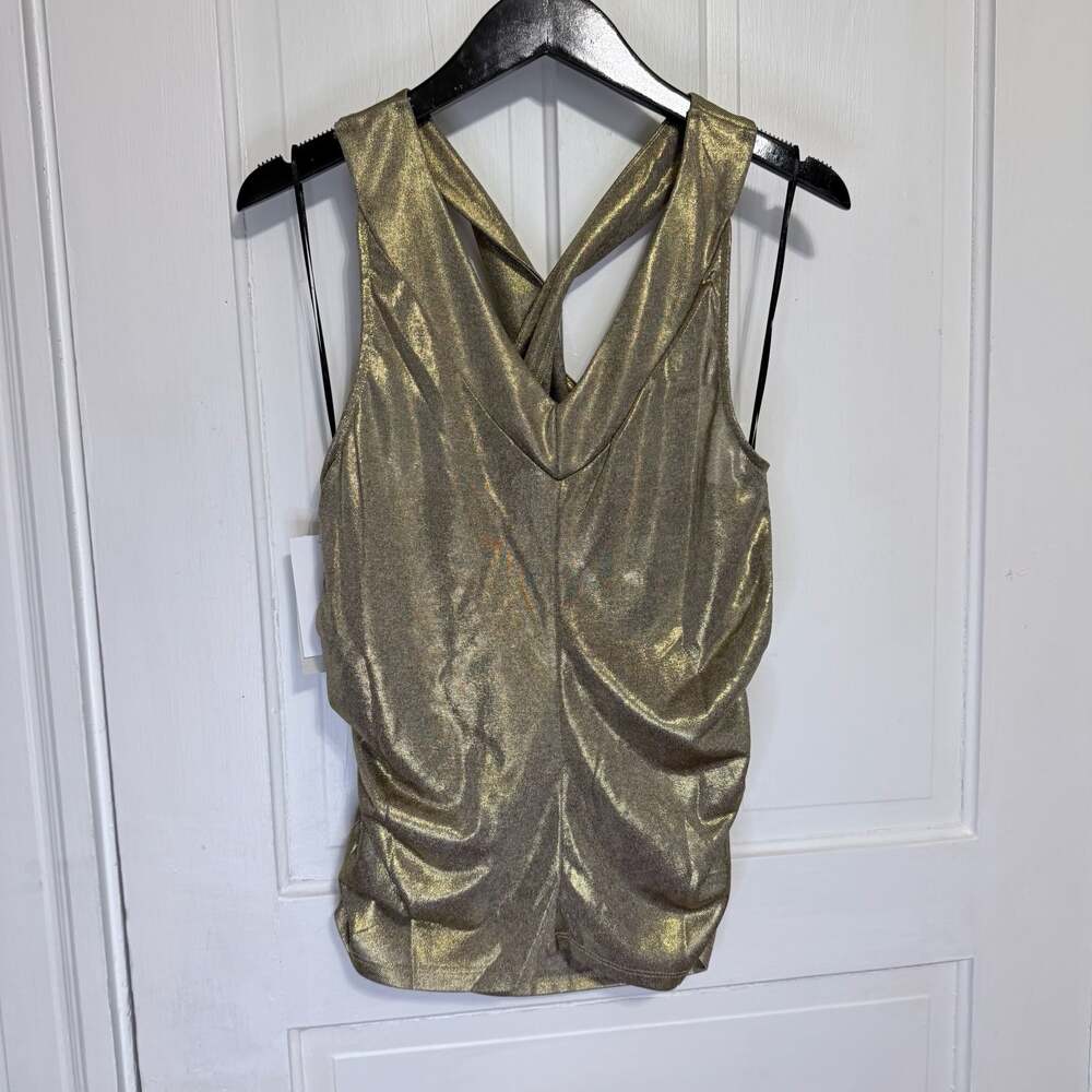 Robert Rodriguez Incense Heather Gold Metallic Ondean Halter Top L